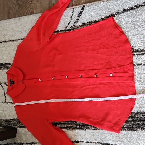 Bright Red/Orangey Ann Taylor Buttoned-Down Blouse - Women Sz 4 - Picture 9 of 10